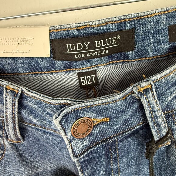 NWT Judy Blue High Waist Skinny Fit Jeans Lemon Patch Distressed Size 5 27 NEW - Picture 8 of 12